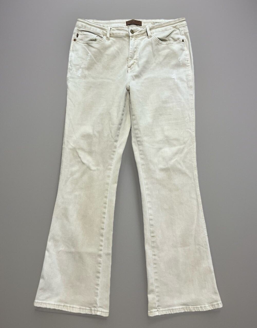 Judy Blue Cailin Mid Rise Garment Dyed Tan Denim Bootcut Jeans 15/32